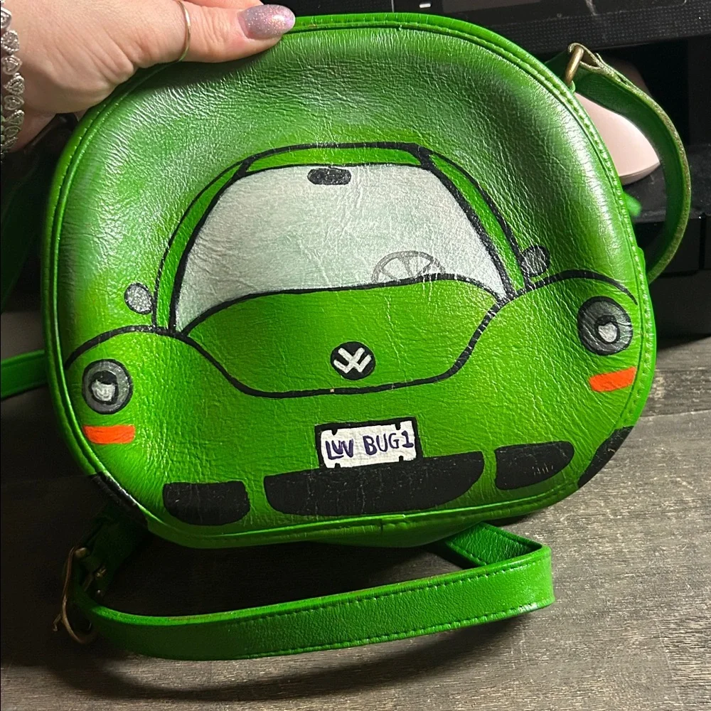 Vintage Coach Chester‎ Bag 9901 90s Hand painted Custom Leather Kelly Green - Picture 6 of 7